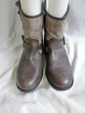 Womens XXI Vegan Canvas Faux Leather Ankle BOOTS Booties BROWN 10 Ren Faire