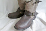 Womens XXI Vegan Canvas Faux Leather Ankle BOOTS Booties BROWN 10 Ren Faire