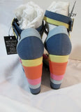 NEW PIERRE HARDY PLATFORM WEDGE Heel Shoe Sandal MULTI 37 6.5 Canvas Stripe