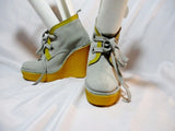 PIERRE HARDY PLATFORM Suede WEDGE Heel BOOTIE Shoe 36 6 GRAY Womens