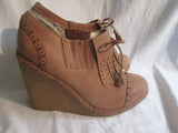 NEW LOVELY PEOPLE Wedge Heel Vegan Ankle BOOT Shoe BROWN 9 Fringe