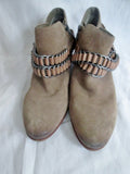 Womens SAM EDELMAN POSEY LEATHER Suede Ankle BOOT Booties Shoe BEIGE 7.5