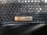 SONDRA ROBERTS Shoulder Bag Suede Leather Cross Body Messenger BLACK DOT