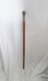 Vintage Carved Wood Walking Stick Cane Metal Top Travel Hiking Trekking Folk Art