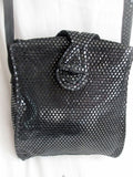 SONDRA ROBERTS Shoulder Bag Suede Leather Cross Body Messenger BLACK DOT