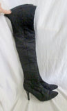 Womens NINE WEST SINISTER Vegan Thigh High Heel Boots FETISH BLACK 7.5