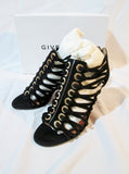 NEW Womens GIVENCHY Suede Leather High Heel Sandal Shoe 36 / 6 BLACK Eyelet $1179
