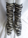 Womens Lord & Taylor Flex JACK 8 ZEBRA FUR BLACK WHITE Stripe Leather Booties Boot