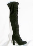 Womens FOREVER Thigh Stiletto Boots FETISH Party Victorian Witch BLACK 7.5 Kinky Tall