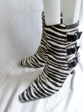 Womens Lord & Taylor Flex JACK 8 ZEBRA FUR BLACK WHITE Stripe Leather Booties Boot