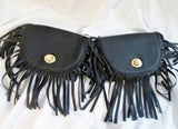 Vegan FRINGE TASSLE Running Bumbag Fanny Pack Waist Belt Bag Case Pouch BLACK Sack