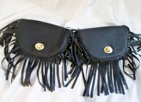 Vegan FRINGE TASSLE Running Bumbag Fanny Pack Waist Belt Bag Case Pouch BLACK Sack
