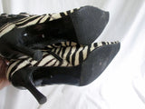 Womens Lord & Taylor Flex JACK 8 ZEBRA FUR BLACK WHITE Stripe Leather Booties Boot
