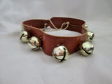 Set Lot 23" BRASS SLEIGH BELL Vegan Faux LEATHER Rustic Christmas Holiday