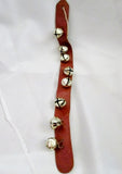 Set Lot 23" BRASS SLEIGH BELL Vegan Faux LEATHER Rustic Christmas Holiday