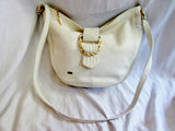 PHILLIPPE leather hobo satchel shoulder signature bag handbag WHITE purse boho