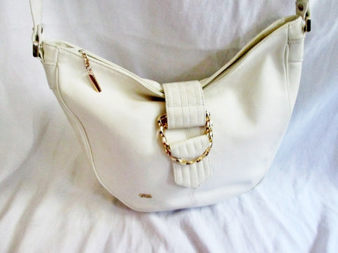 PHILLIPPE leather hobo satchel shoulder signature bag handbag WHITE purse boho