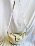 PHILLIPPE leather hobo satchel shoulder signature bag handbag WHITE purse boho