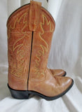 Kids Boys Girls Youth OLD WEST Leather Western Cowboy Boot 8129 BROWN Sz 3.5