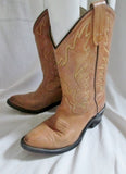Kids Boys Girls Youth OLD WEST Leather Western Cowboy Boot 8129 BROWN Sz 3.5