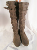 NEW Womens LANE BRYANT Vegan Knee High Slouch BOOTS BROWN 12 Buckle