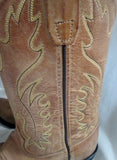 Kids Boys Girls Youth OLD WEST Leather Western Cowboy Boot 8129 BROWN Sz 3.5
