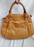 TIGNANELLO CROC Leather Shoulder Bag Handbag Satchel Tote CAMEL BROWN Hobo