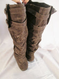 NEW Womens LANE BRYANT Vegan Knee High Slouch BOOTS BROWN 12 Buckle