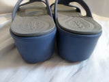 NEW Womens CROCS Dual Comfort Wedge Heel Clog Mule Flip Flop Shoe BLUE 11