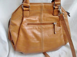 TIGNANELLO CROC Leather Shoulder Bag Handbag Satchel Tote CAMEL BROWN Hobo