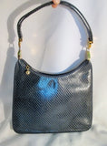 RONET Leather Snakeskin Pattern Hobo Shoulder Bag BLUE Python Animal Print Purse Vintage