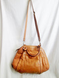 TIGNANELLO CROC Leather Shoulder Bag Handbag Satchel Tote CAMEL BROWN Hobo
