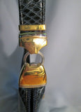 RONET Leather Snakeskin Pattern Hobo Shoulder Bag BLUE Python Animal Print Purse Vintage