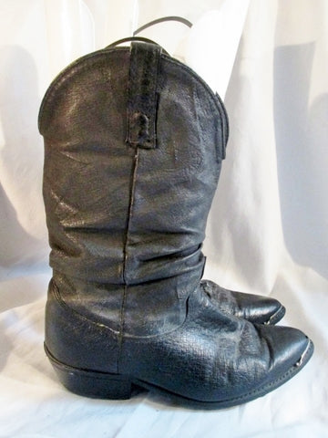 Womens ZODIAC LEATHER Cowboy Slouch BOOT WESTERN BLACK 8.5 EW Boho Rider