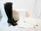 NEW NIB Womens CELINE PARIS Leather Knee High Heel Boot 36 6 BLACK Riding