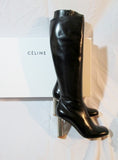 NEW NIB Womens CELINE PARIS Leather Knee High Heel Boot 36 6 BLACK Riding