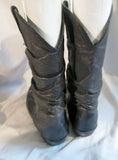 Womens ZODIAC LEATHER Cowboy Slouch BOOT WESTERN BLACK 8.5 EW Boho Rider