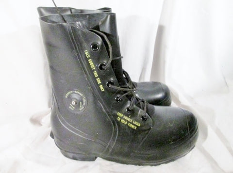Vtg Mens BATA MILITARY BOOTS US 12-82 MICKEY MOUSE RUBBER BLACK 10W BLUCHER
