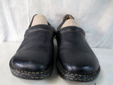 Womens BORN Leather Clog Shoe Slip-On Loafer Comfort Walking BLACK 8