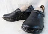 Womens BORN Leather Clog Shoe Slip-On Loafer Comfort Walking BLACK 8