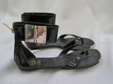 Womens VINCE CAMUTO KASTERN Leather Sandal SHOE 7.5 BLACK GOLD HINGE Punk