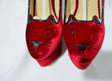 NEW CHARLOTTE OLYMPIA TESSA CAT KITTY WEDGE HEEL Shoe 36.5 6 RED