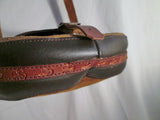 Tooled Leather Suede Hobo Shoulder Saddle Flap Bag Satchel BROWN Ethnic Woven
