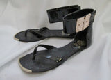 Womens VINCE CAMUTO KASTERN Leather Sandal SHOE 7.5 BLACK GOLD HINGE Punk
