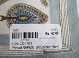 NEW Set ANOKHI 43X43 PRINTED CLOTH NAPKIN Table Decor WHITE BLUE CYPRESS BOHO Entertaining