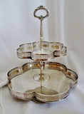Hors D'Oeuvres Sandwich Cake Plate Silverplate 2 Tier Serving Tray Dish Pedestal Party