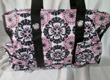 Thirty One 31 Vegan Nylon Tote Carryall Shopper shoulder bag BLACK WHITE PINK