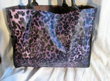 NIEMAN MARCUS PURPLE Leopard Cheetah Panther TOTE Market Bag Shopper Vegan Beach Book