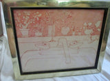 Vintage 1969 SIGNED PEPPI / PIPPI "THE SINK" LITHOGRAPH Frame Picture ART PINK WHITE