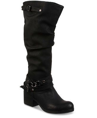 Womens CARLOS SANTANA CASSIE Vegan Faux LEATHER Punk BOOTS BLACK 8.5 Chain Strap